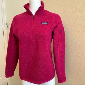 Patagonia Pull Over 1/4 Zip Front Small Red Better Sweater Worn Wear pink
